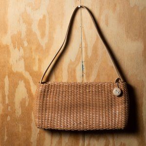 Monsac Leather Woven (Wicker) Shoulder Purse NWOT